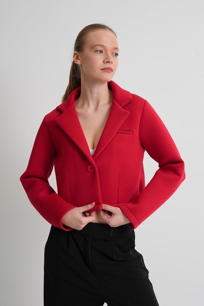 Astarsız Crop Blazer Ceket