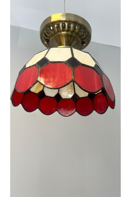 Tavan vitray eskitme avize 30cm (12") kırmızı
