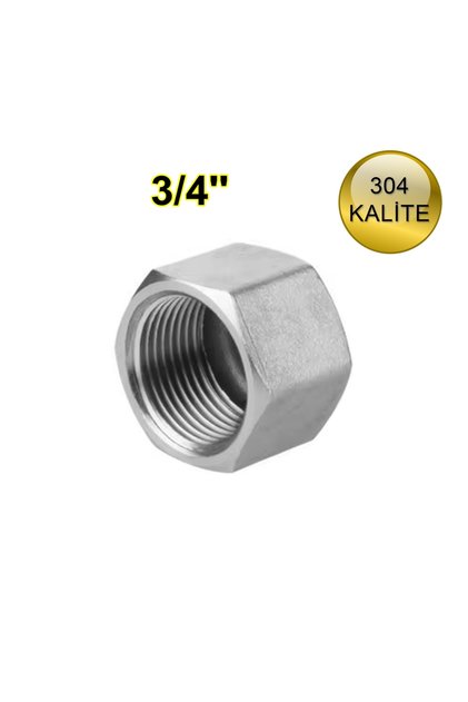 Paslanmaz Çelik Kör Tapa 3/4'' (2 Adet) İç Dişli Krom 304 Kalite
