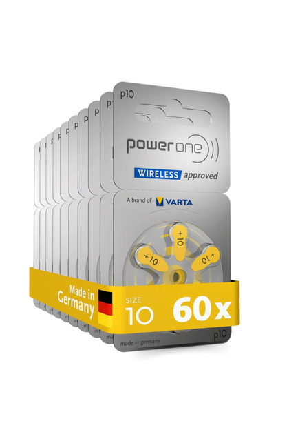 Powerone 60-Pieces (P10 Size) Wireless Approved (PR70) Zinc-Air 1.45V Hearing Aid Batteries