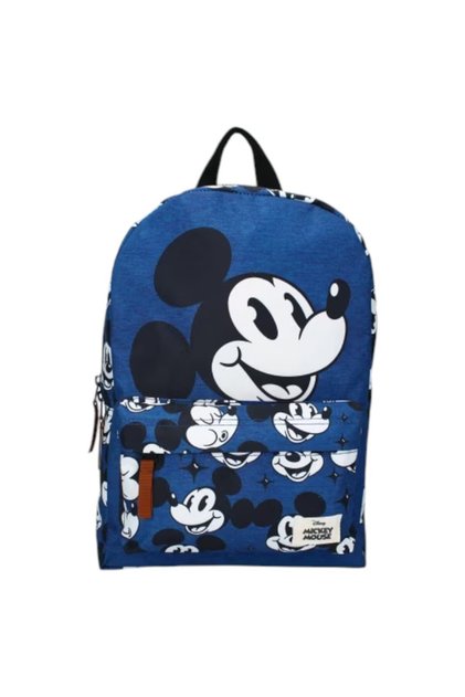 Ghiozdan copii Mickey Mouse, 2 fermoare, 33x23x9 cm, Albastru