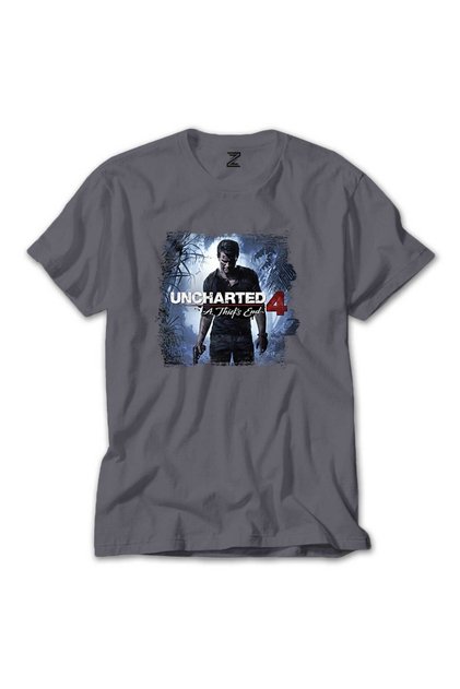 Uncharted 4 Nathan Drake Poster Gray T-Shirt