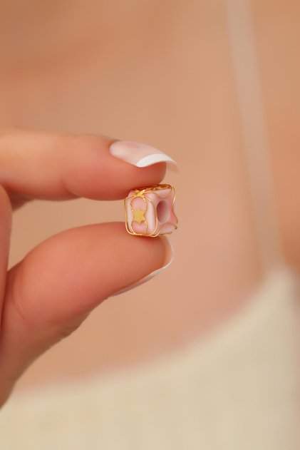 14 Ayar Altın Pembe Büyük Boy Telkari Hülyam Boncuk