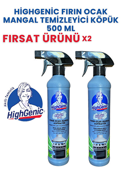 Highgenic Fırın Ocak Mangal Temizleyici Köpük 500 ml X 2– Güçlü