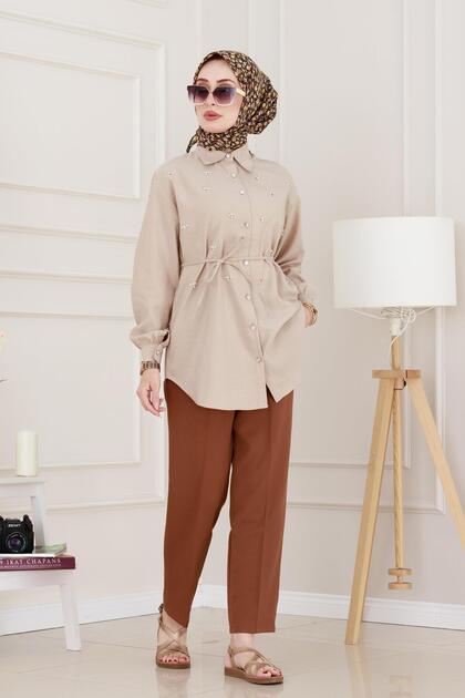 Monaco Collar Stone Tunic-Mink