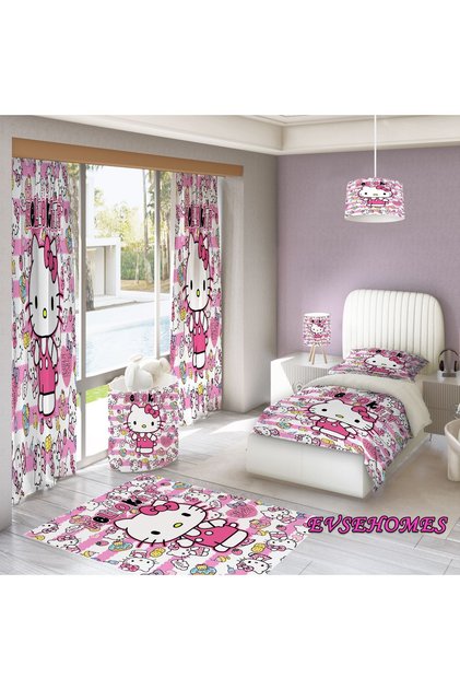 Hello Kity Children's Room Full-Set (2 Blanket Curtain-Curtain-Curtain-Curtain-Curtain-Curtain)