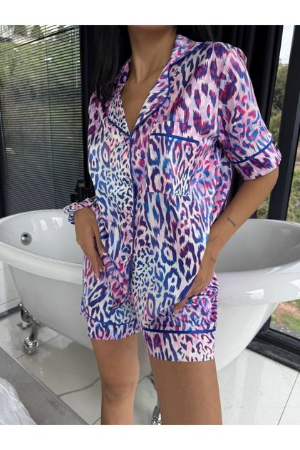 Silk Satin Pajama Set with Shorts-S