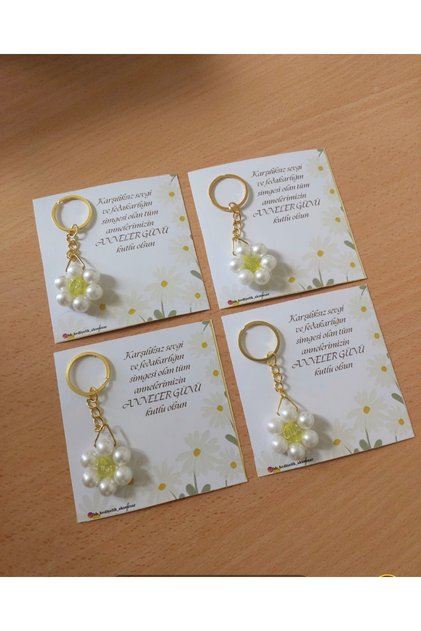 10Pcs Pearl Daisy Keychain Mother's Day Parent-Teacher's Day Gift
