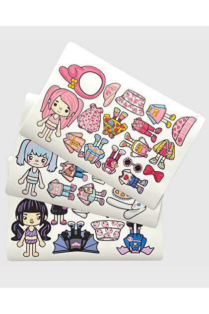 Papağan Toca Boca Kuromi My Melody Cinnamoroll 3'lü Giydirme