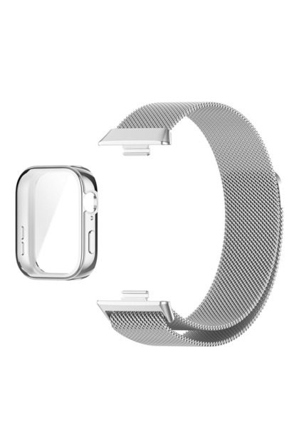Huawei Watch Fit 3 Silver Strap ad Case Metal Strap For Huawei Watch Fit 3 4 Band With TPU Case Scre