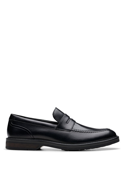 CLARKS Un Kendric Way Black Leather, M; 7 Erkek Blk/Gunmet Günlük
