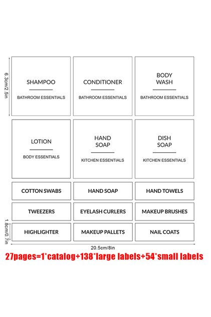 white Bathroom Classification Label Sticker Travel Shampoo Bottles Hand Soap Conditioner Waterproo