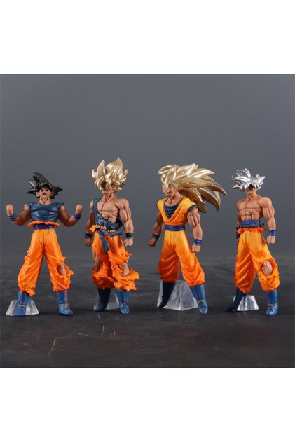 Bandai 4pcs set no box 4pcs/set Dragon Ball Son Goku Figure Super Saiyan Goku Action Figures Pvc Sta