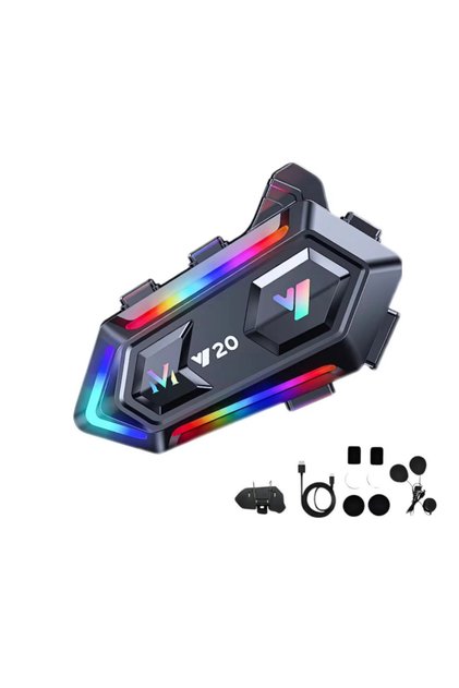 Y20 5.3 Motosiklet Kask Kulaklık Intercom Işıklı Motorsiklet Interkom RGB Işıklı Bluetooth