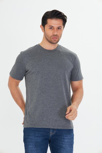 Men's Plus Size Cotton Crew Neck T-Shirt Anthracite 5014B-A