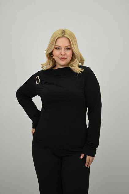 Women's Plus Size Accessory Detailed Draped Blouse 1924-25
