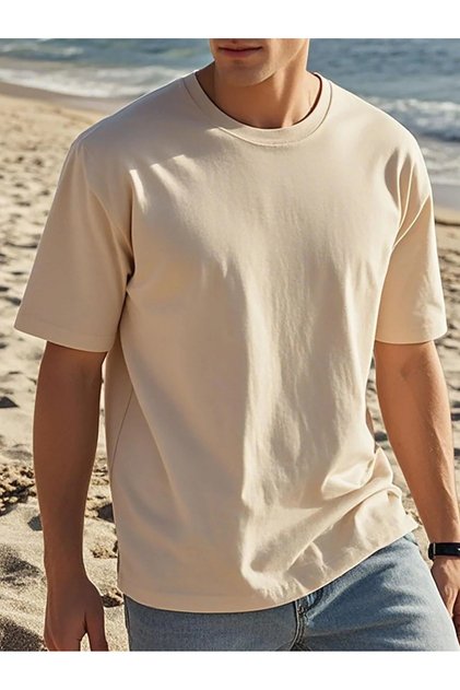 Casual Cotton T-Shirt, 100% Round Neck Short Sleeve T-Shirt, Solid