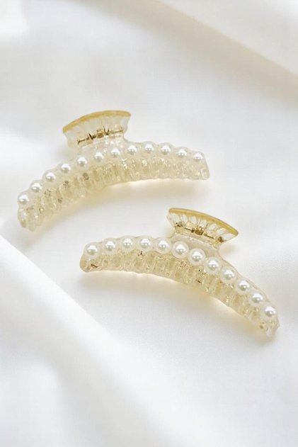 2 Medium Size Pearl Latch Clasp 7 Cm.