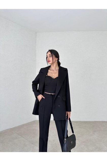Üçlü Büstiyer Pantolon Ceket Şık Abiye Takım