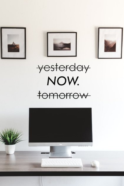 Yesterday Now Tomorrow Wall Lettering Wall Sticker, Home Decoration, Office Sticker, Living Room Sticker