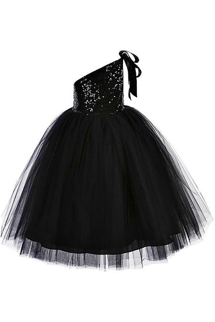 Sequin Tulle Skirt One Shoulder Dress
