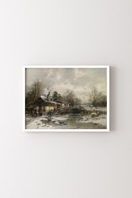 Blacksmith in Winter - White Frame