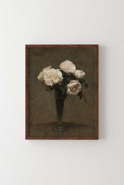 Roses in a Vase - Wooden Patterned Frame
