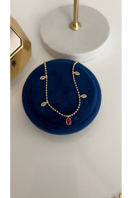 Vip Series Gold Pink Drop Stone Anklet