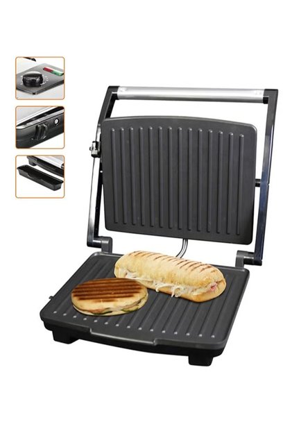Multifunction Electric Steak Machine, Panini Maker, Bread Machine, 2000W, KJ-202, Black