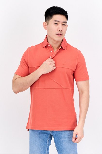 Men Regular Fit Embroidered Logo Short Sleeves Polo Shirt, Red