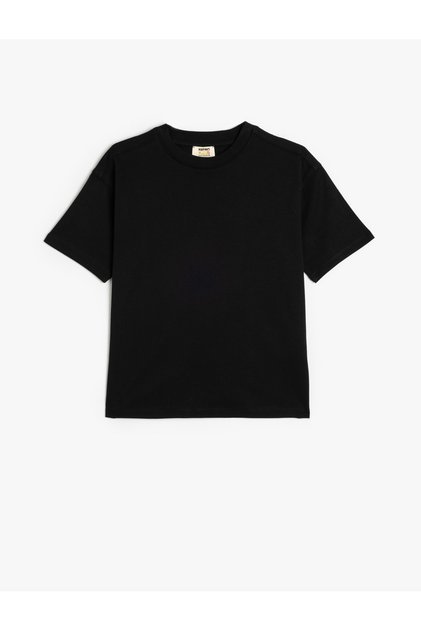 Basic Oversize Tişört Kısa Kollu Bisiklet Yaka Pamuklu