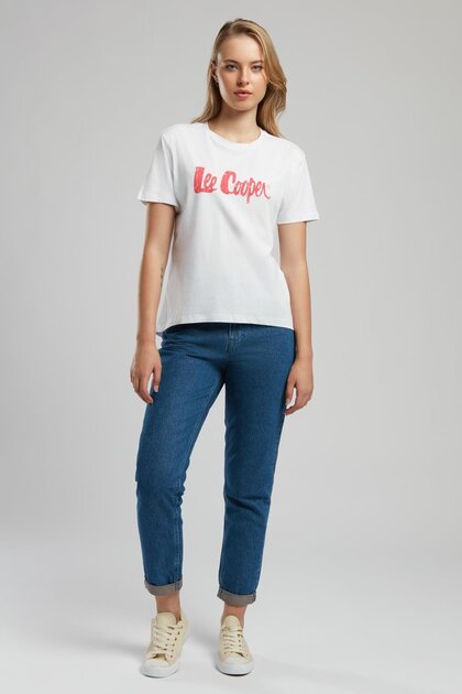 Pantaloni de damă Marlyn cu talie înaltă, decoltat, 100% bumbac, albastru
