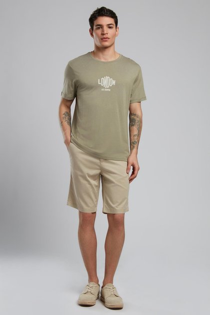 Lev Men's O Neck T-Shirt Khaki