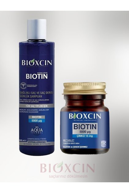 Biotin 5000 Mg 60 Tablet + Biotin Şampuan 300 Ml şampuan seti.