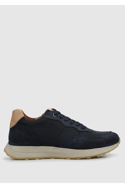 Lacivert Deri Erkek Sneaker