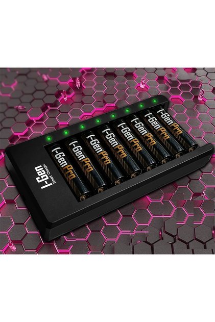 I-Gen G811 8'li Pil Şarj Aleti + 8 Adet AAA Pro 1100 mAh Şarj Edilebilir İnce Şarjlı Kalem Pilli Se