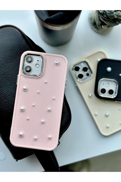 iPhone 12 and 12 Pro Compatible Pearl Design Flexible Silicone Case with Toy