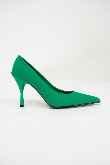 Tatiana Dark Green Satin Pointed Toe Women's Classic Heeled Shoes