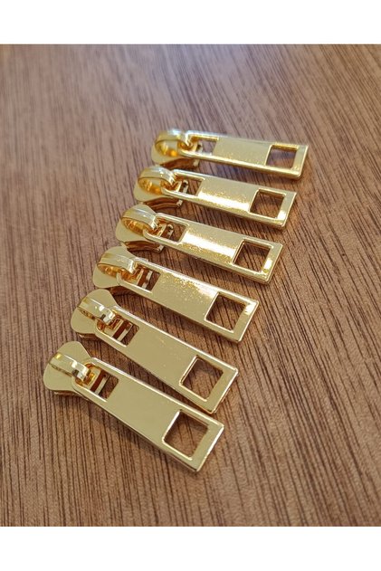 10 Adet Gold Altın Rengi Kaliteli Fermuar Başlığı T6 Mango Başlık