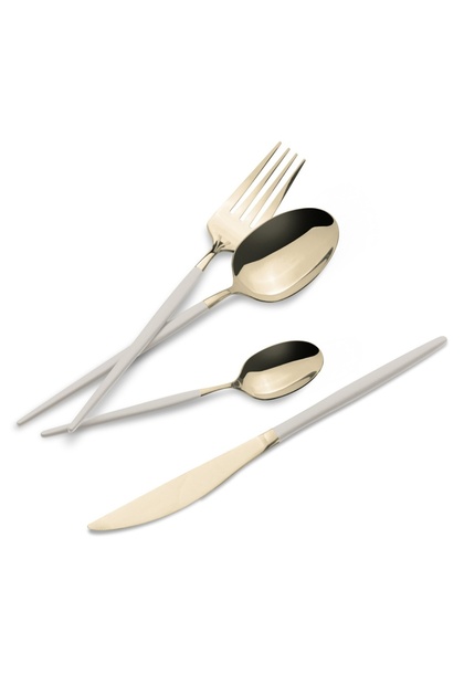 Set de tacâmuri 24 piese, 6 persoane, auriu strălucitor cu crem Berlinger Haus BH 3070