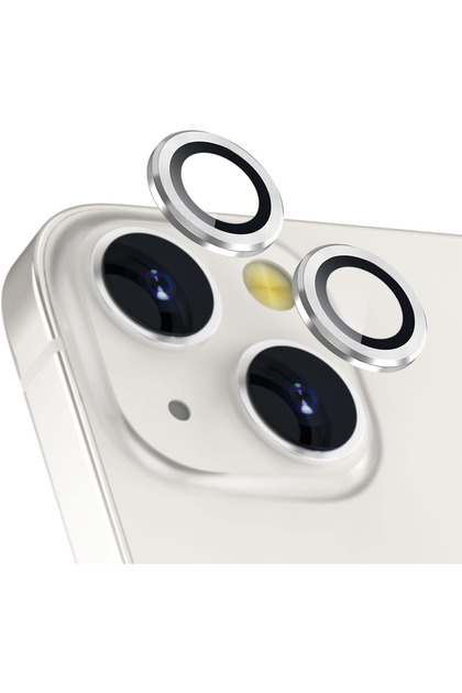 iPhone 15/14/Plus/16E/17E Kamera Lens Koruyucu Temperli Kırılmaz Cam Koruma Gümüş