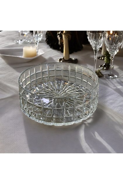 Cut Crystal Sapphire Glass Salad Bowl Square Decor /Tableware Presentation 28 cm