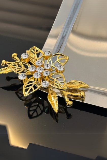 Luxury Stone Daisy Flower Accessory Stainless 6-Piece Presentation Tray | Decorative Dowry, Coffee, Tea, Tray