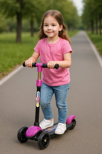 Swing Lighted 3 Wheel Scooter Pink