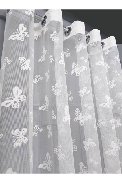 Children's Room Butterfly Patterned Rustic Tulle Curtain Eyelet Curtain Rustic Tulle Curtain