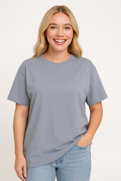 100% Cotton Women's Oversize T-Shirt Plain Color Combed Cotton Crew Neck