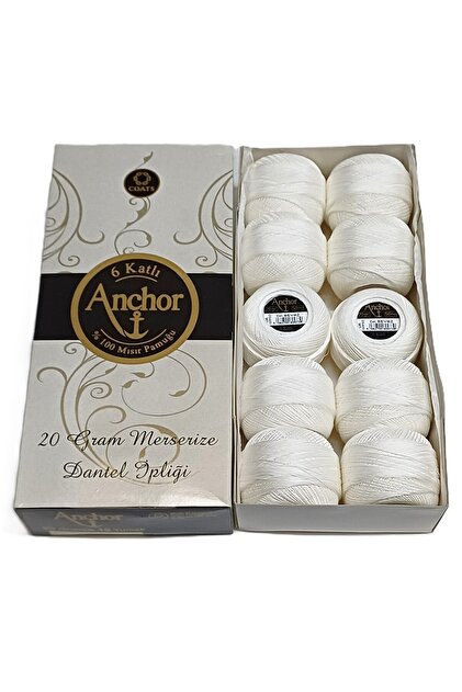 Anchor Çapa 6 Katlı 50 No 20 gram 10 Adet Merserize Dantel Ipliği