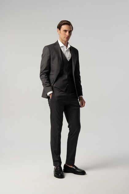 Slim Fit Anthracite Suit Pants Vest Jacket 8012-443