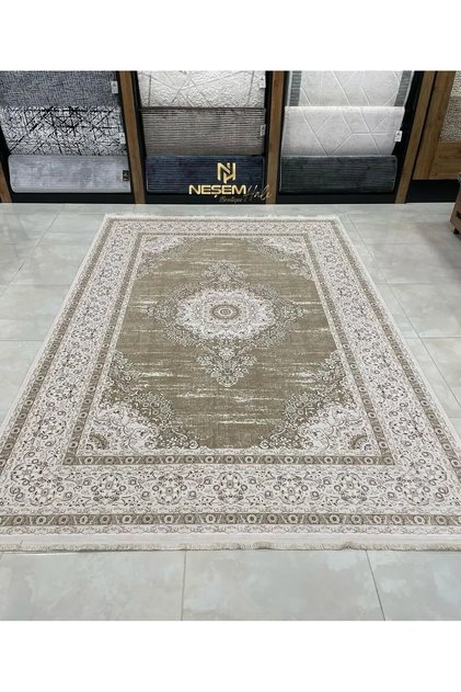 DILEK HALI HELEN 3232 C KAHVE KEMIK Doğal ipliklerle Üretilen Modern Desenli Makine Halısı.