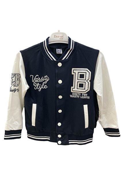 Glrb Deros Lacivert 2ip Varsıty Style Baskılı Unisex Çocuk Kolej Ceket 1007172-l